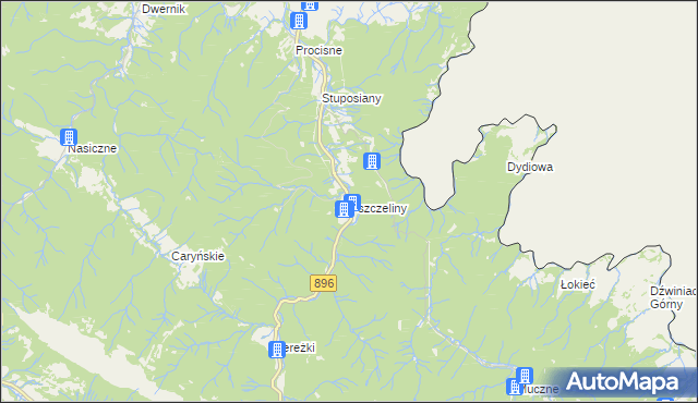 mapa Pszczeliny, Pszczeliny na mapie Targeo