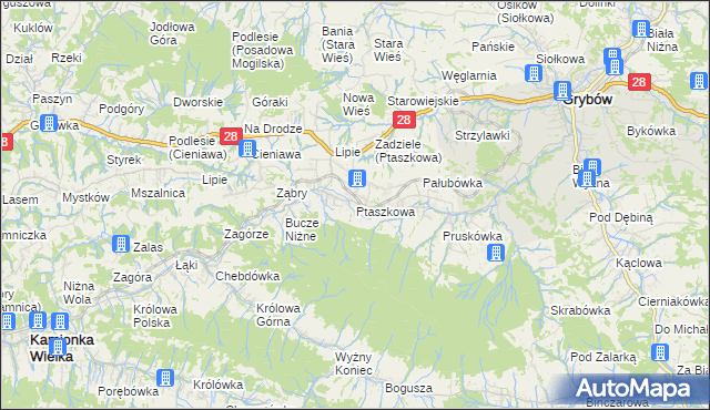 mapa Ptaszkowa, Ptaszkowa na mapie Targeo
