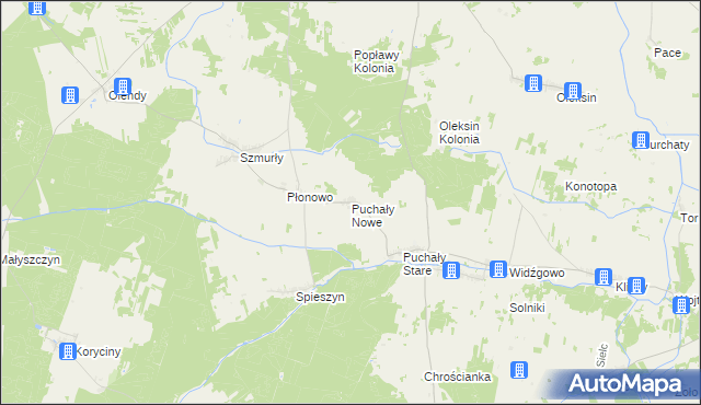 mapa Puchały Nowe, Puchały Nowe na mapie Targeo