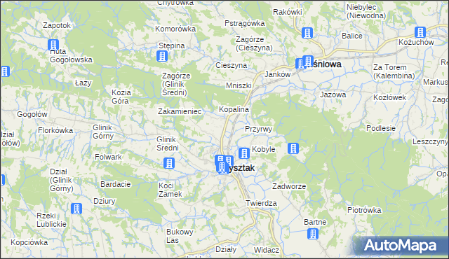 mapa Pułanki gmina Frysztak, Pułanki gmina Frysztak na mapie Targeo