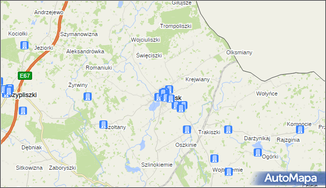 mapa Puńsk, Puńsk na mapie Targeo