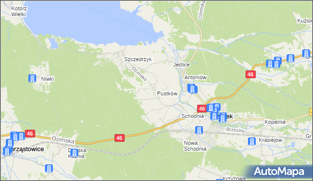 mapa Pustków gmina Ozimek, Pustków gmina Ozimek na mapie Targeo