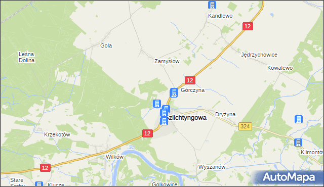 mapa Puszcza gmina Szlichtyngowa, Puszcza gmina Szlichtyngowa na mapie Targeo