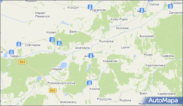 mapa Puszcza gmina Żmudź, Puszcza gmina Żmudź na mapie Targeo