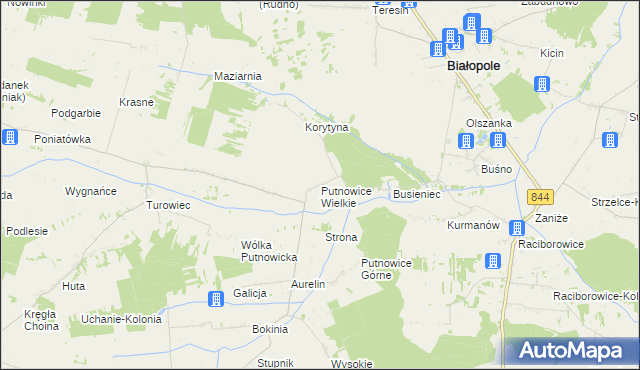 mapa Putnowice Wielkie, Putnowice Wielkie na mapie Targeo