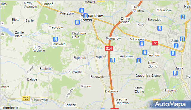 mapa Rąbień, Rąbień na mapie Targeo