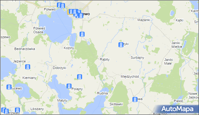 mapa Rąbity, Rąbity na mapie Targeo