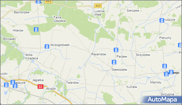 mapa Racendów, Racendów na mapie Targeo