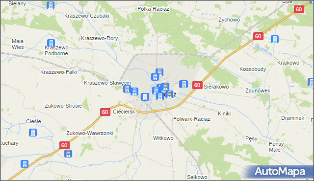mapa Raciąż powiat płoński, Raciąż powiat płoński na mapie Targeo