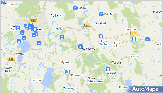 mapa Raciszewo, Raciszewo na mapie Targeo