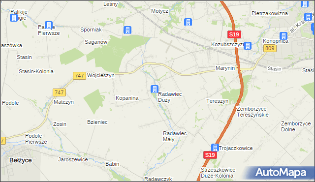mapa Radawiec Duży, Radawiec Duży na mapie Targeo