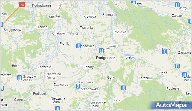 mapa Radgoszcz powiat dąbrowski, Radgoszcz powiat dąbrowski na mapie Targeo