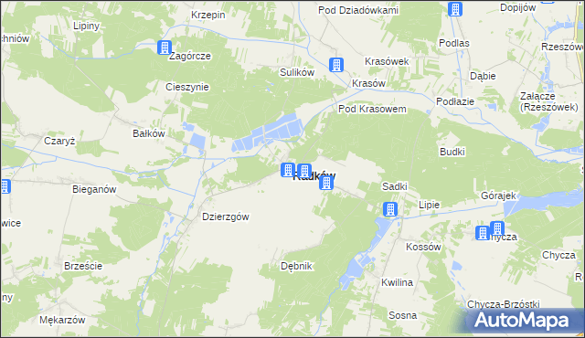 mapa Radków powiat włoszczowski, Radków powiat włoszczowski na mapie Targeo