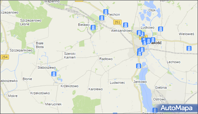 mapa Radłowo gmina Pakość, Radłowo gmina Pakość na mapie Targeo