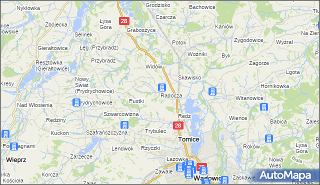 mapa Radocza, Radocza na mapie Targeo
