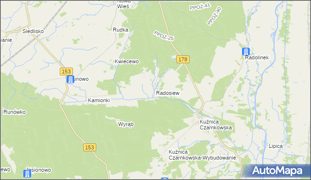 mapa Radosiew, Radosiew na mapie Targeo