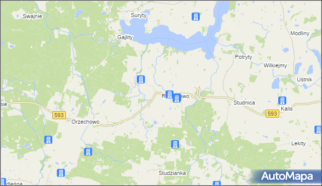 mapa Radostowo gmina Jeziorany, Radostowo gmina Jeziorany na mapie Targeo