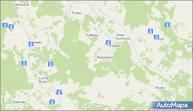 mapa Radostowo gmina Rozogi, Radostowo gmina Rozogi na mapie Targeo