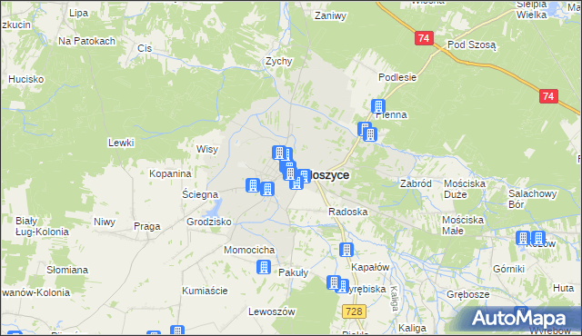 mapa Radoszyce powiat konecki, Radoszyce powiat konecki na mapie Targeo