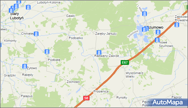 mapa Radwany-Zaorze, Radwany-Zaorze na mapie Targeo
