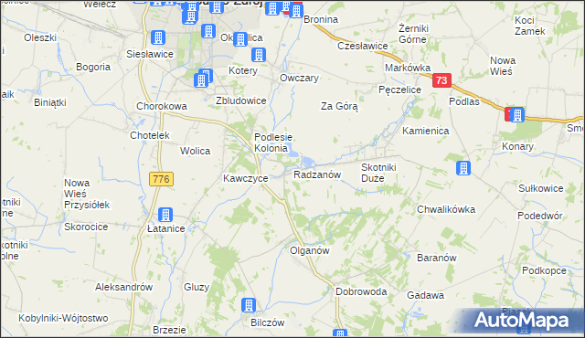 mapa Radzanów gmina Busko-Zdrój, Radzanów gmina Busko-Zdrój na mapie Targeo