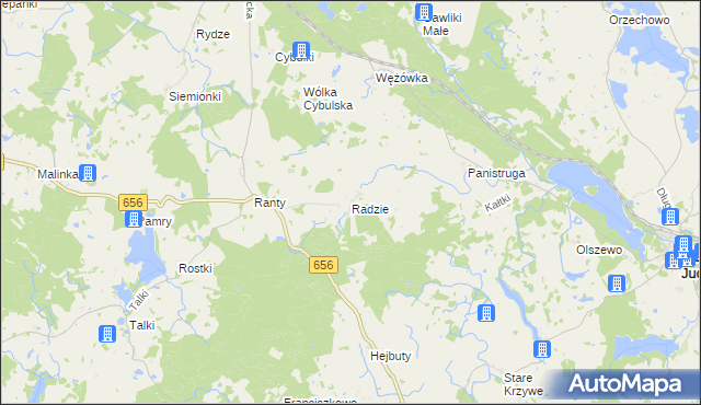 mapa Radzie gmina Wydminy, Radzie gmina Wydminy na mapie Targeo