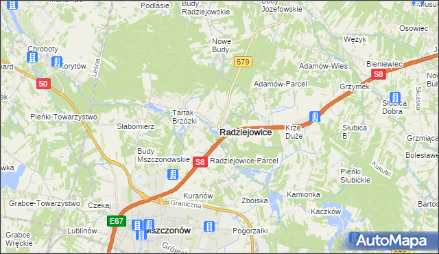 mapa Radziejowice, Radziejowice na mapie Targeo