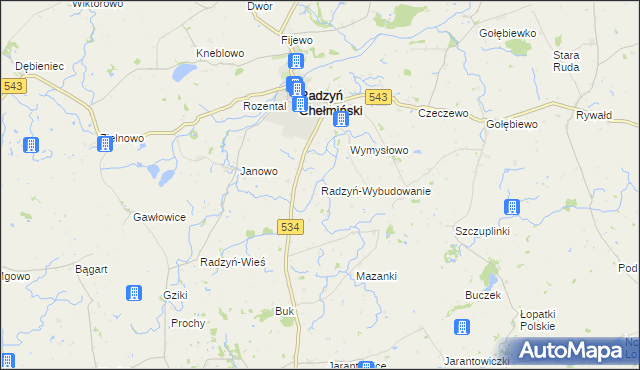 mapa Radzyń-Wybudowanie, Radzyń-Wybudowanie na mapie Targeo