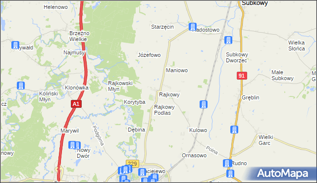 mapa Rajkowy, Rajkowy na mapie Targeo