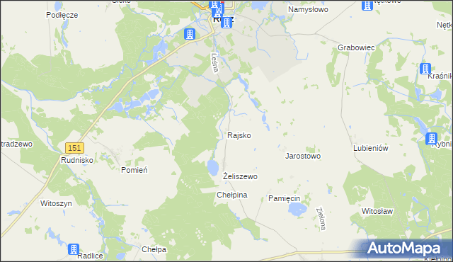 mapa Rajsko gmina Recz, Rajsko gmina Recz na mapie Targeo