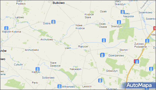 mapa Rąkcice, Rąkcice na mapie Targeo