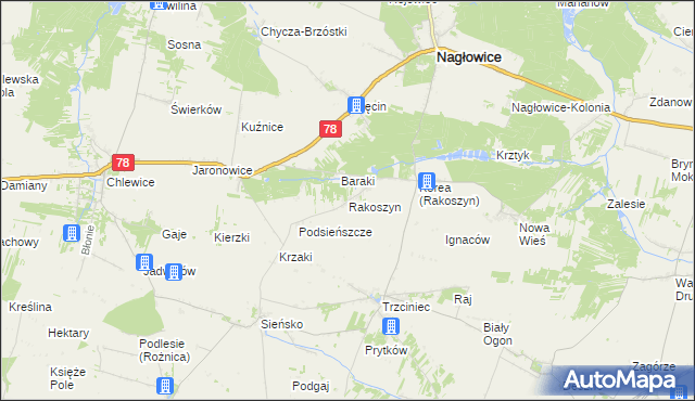 mapa Rakoszyn, Rakoszyn na mapie Targeo