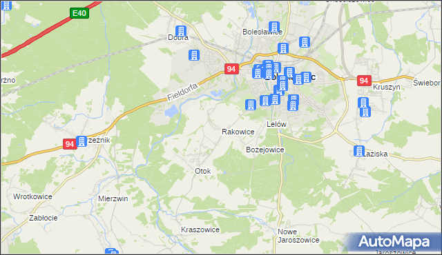 mapa Rakowice gmina Bolesławiec, Rakowice gmina Bolesławiec na mapie Targeo