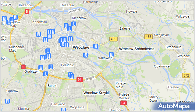 mapa Rakowiec gmina Wrocław, Rakowiec gmina Wrocław na mapie Targeo