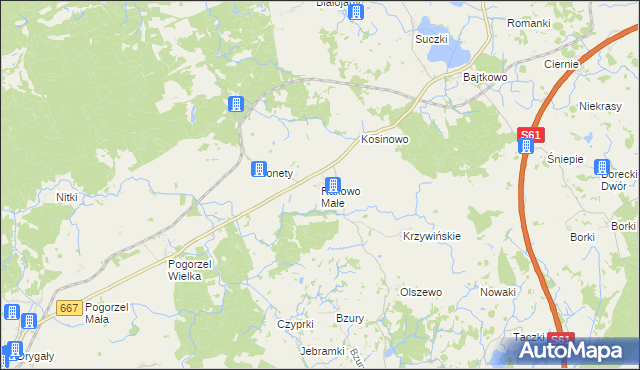 mapa Rakowo Małe, Rakowo Małe na mapie Targeo
