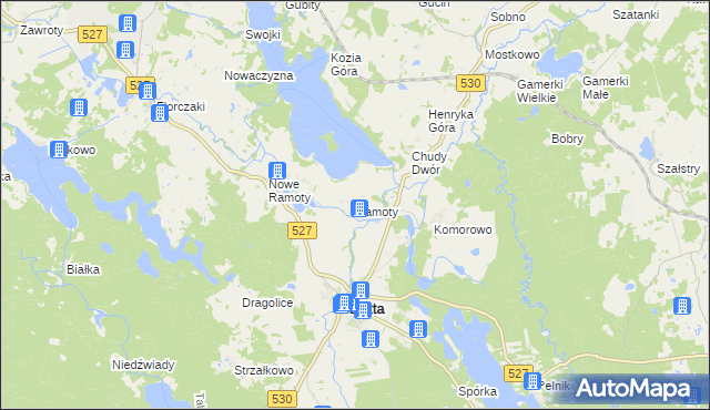 mapa Ramoty gmina Łukta, Ramoty gmina Łukta na mapie Targeo