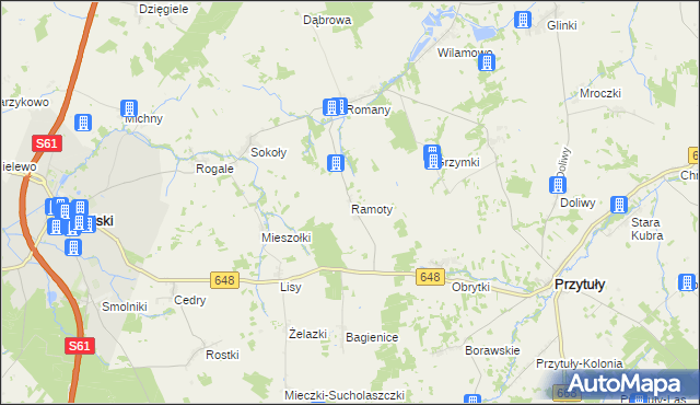 mapa Ramoty gmina Stawiski, Ramoty gmina Stawiski na mapie Targeo