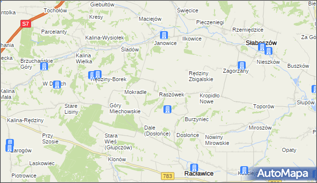 mapa Raszówek, Raszówek na mapie Targeo