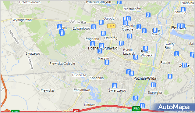 mapa Raszyn gmina Poznań, Raszyn gmina Poznań na mapie Targeo