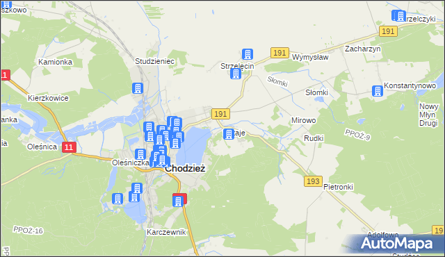 mapa Rataje gmina Chodzież, Rataje gmina Chodzież na mapie Targeo