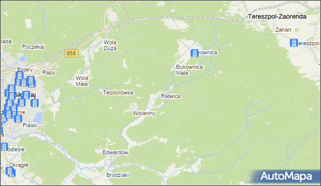 mapa Ratwica, Ratwica na mapie Targeo
