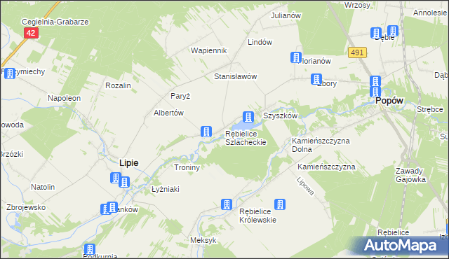 mapa Rębielice Szlacheckie, Rębielice Szlacheckie na mapie Targeo
