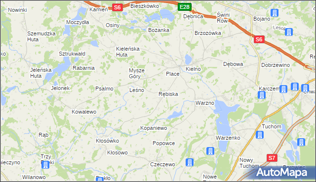 mapa Rębiska gmina Szemud, Rębiska gmina Szemud na mapie Targeo