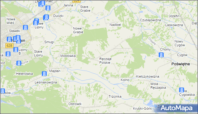 mapa Ręczaje Polskie, Ręczaje Polskie na mapie Targeo