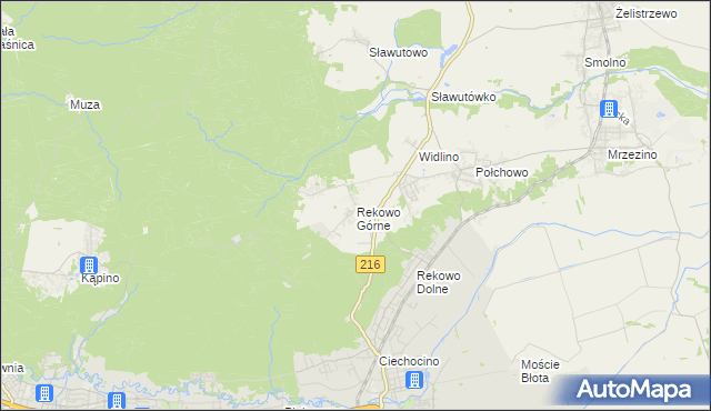 mapa Rekowo Górne, Rekowo Górne na mapie Targeo