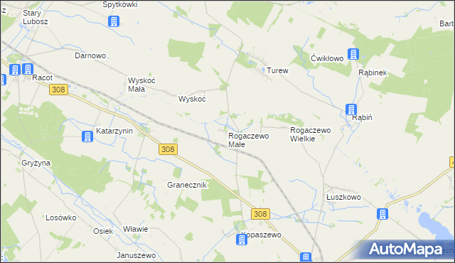 mapa Rogaczewo Małe, Rogaczewo Małe na mapie Targeo