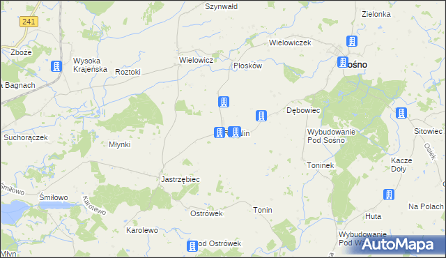 mapa Rogalin gmina Sośno, Rogalin gmina Sośno na mapie Targeo