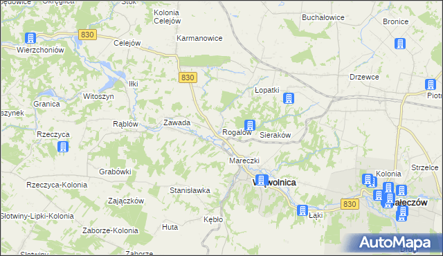mapa Rogalów gmina Wąwolnica, Rogalów gmina Wąwolnica na mapie Targeo