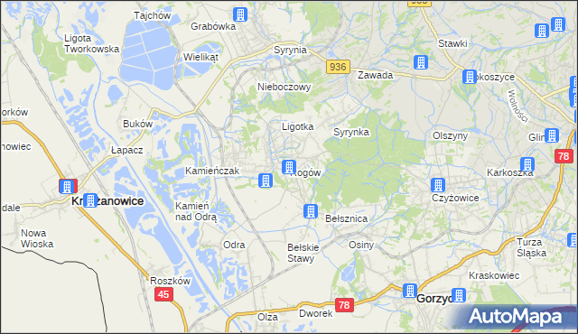 mapa Rogów gmina Gorzyce, Rogów gmina Gorzyce na mapie Targeo
