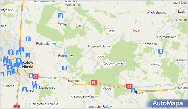 mapa Rogów gmina Repki, Rogów gmina Repki na mapie Targeo